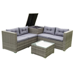 4 Piece Wicker Rattan Outdoor Sectional Set with Storage Box - Pier 1
