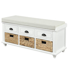 42'' Storage Bench with 3 Drawers and 3 Rattan Baskets - Pier 1
