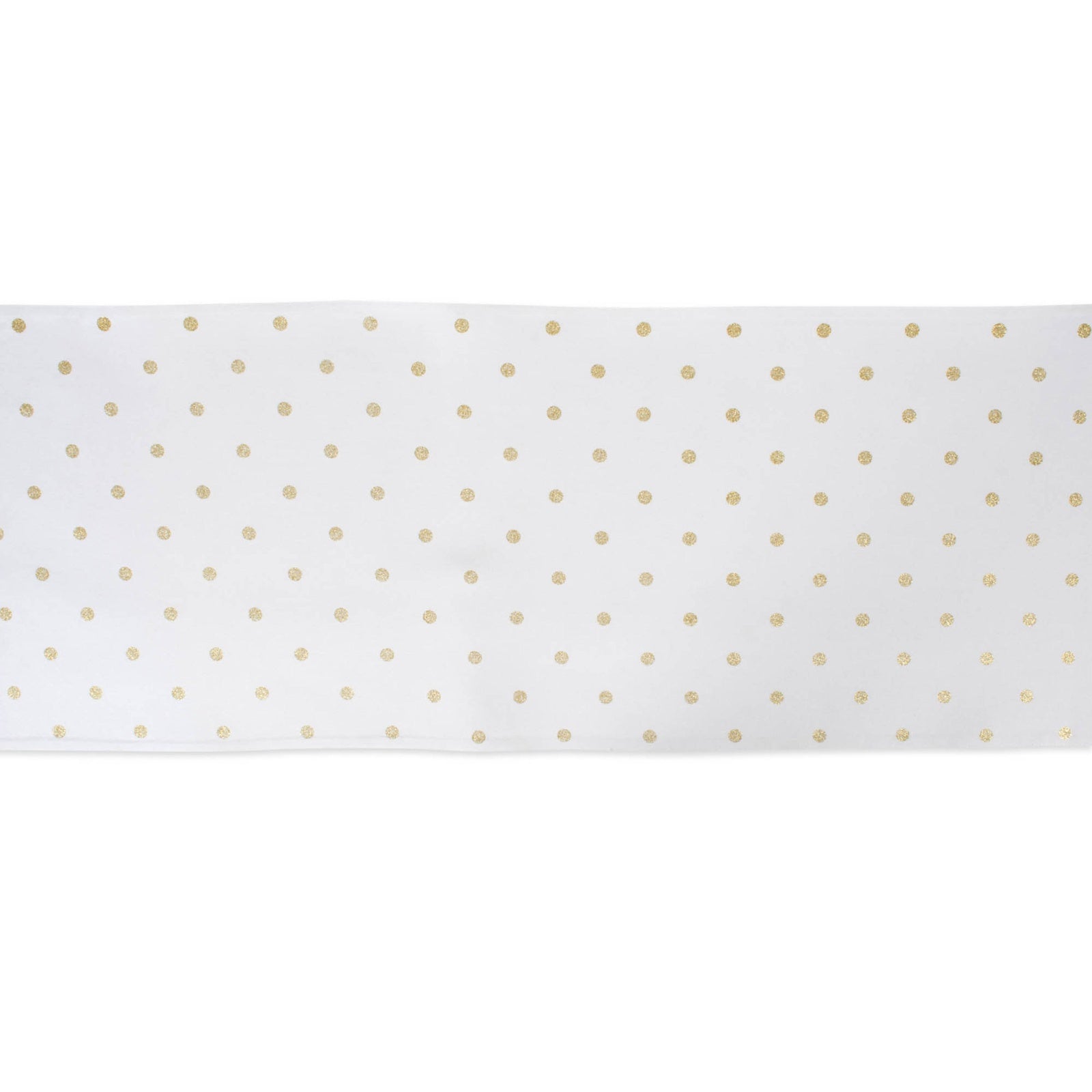 Metallic White & Gold Reversible Polka Dot Table Runner 13x72 Table Runners