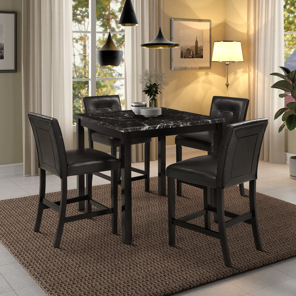 5 Piece Dining Table Set with 4 Leather Upholstered Chairs - Pier 1