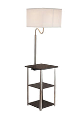 58" Tall" Dru" Square Side Table Floor Lamp with Charging and USB Port, Silver - Pier 1