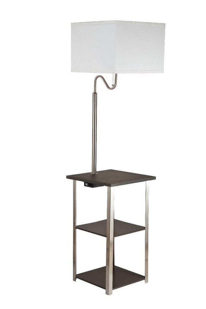 58" Tall" Dru" Square Side Table Floor Lamp with Charging and USB Port, Silver - Pier 1