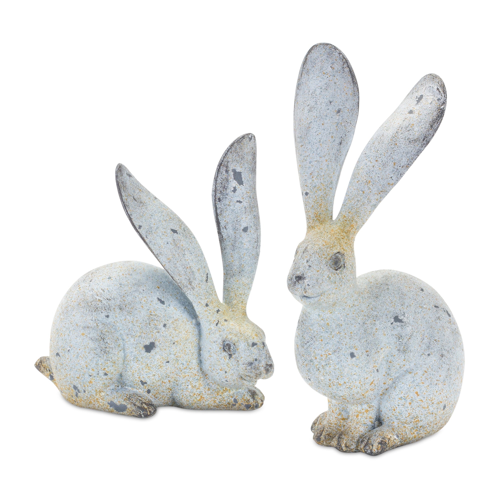 8.25" Stone Rabbit Statue with Distressed Finish, Set of 4