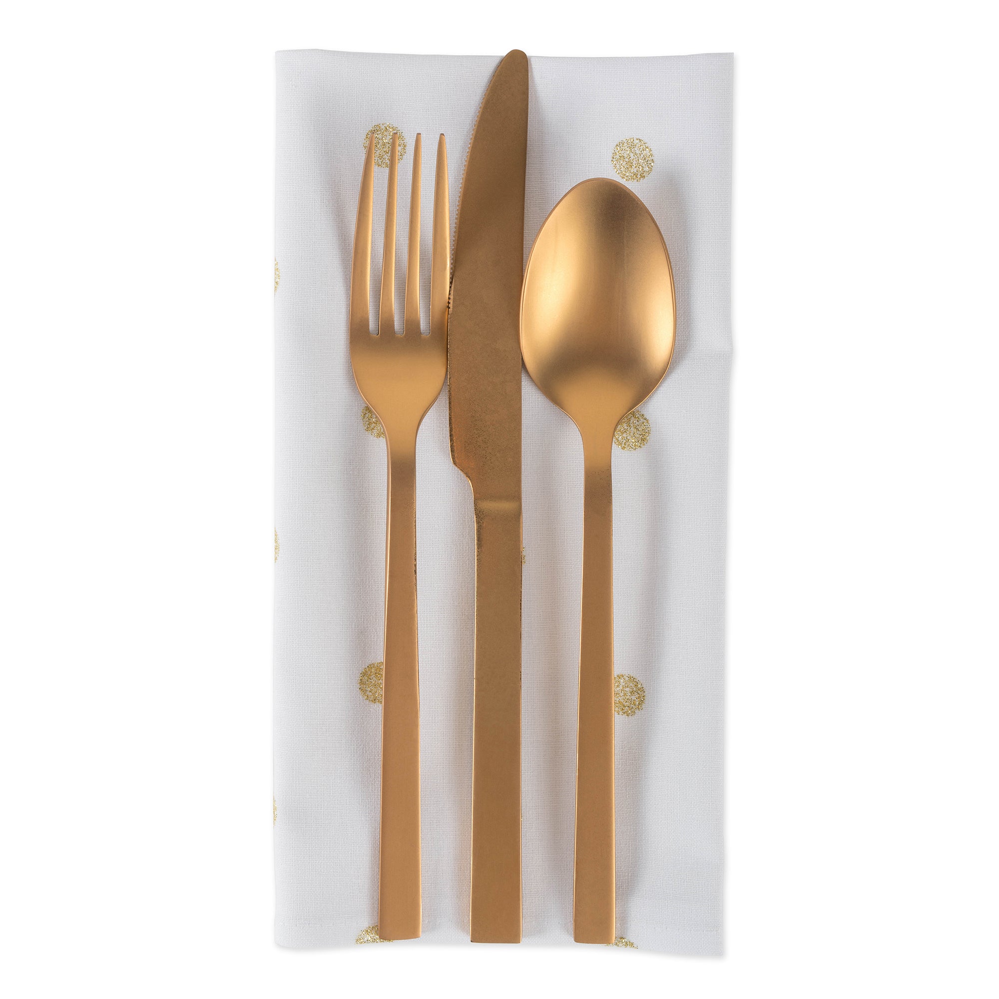 Metallic White & Gold Polka Dot Napkins, Set of 4 Napkins