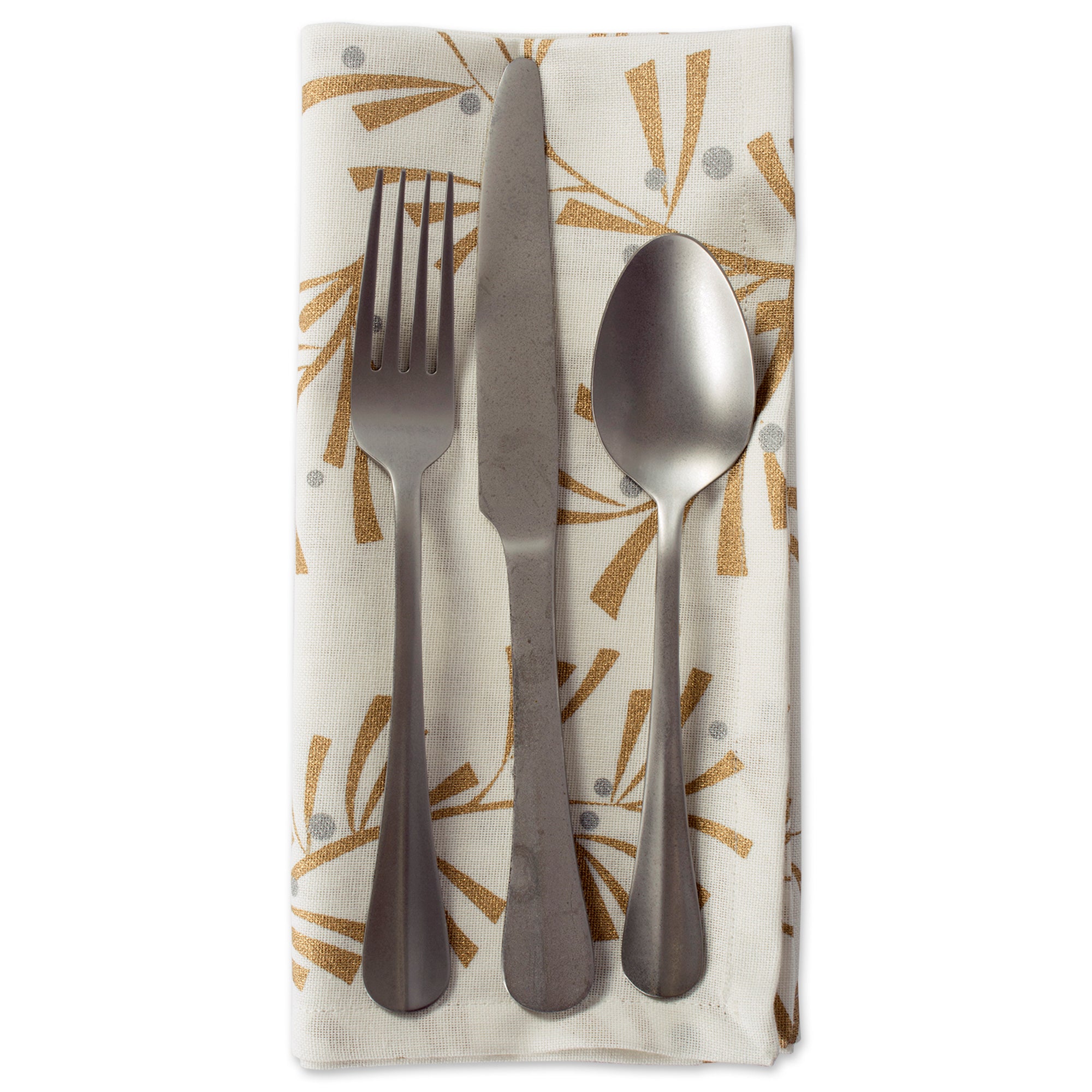Metallic Holly Leaves Napkins, Set of 6 Napkins