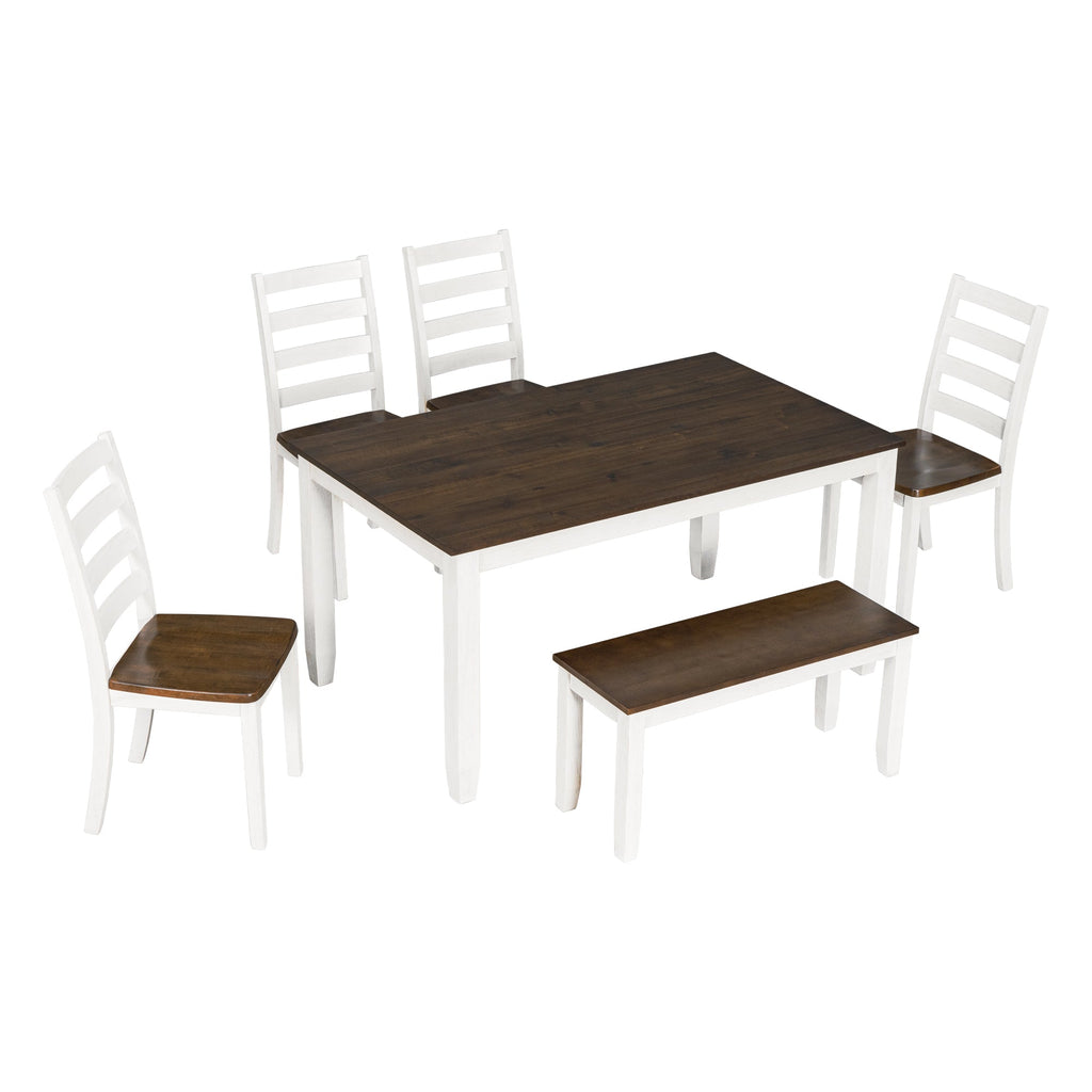 6 Piece Dining Table Set with 4 Ergonomic Designed Chairs and Bench - Pier 1