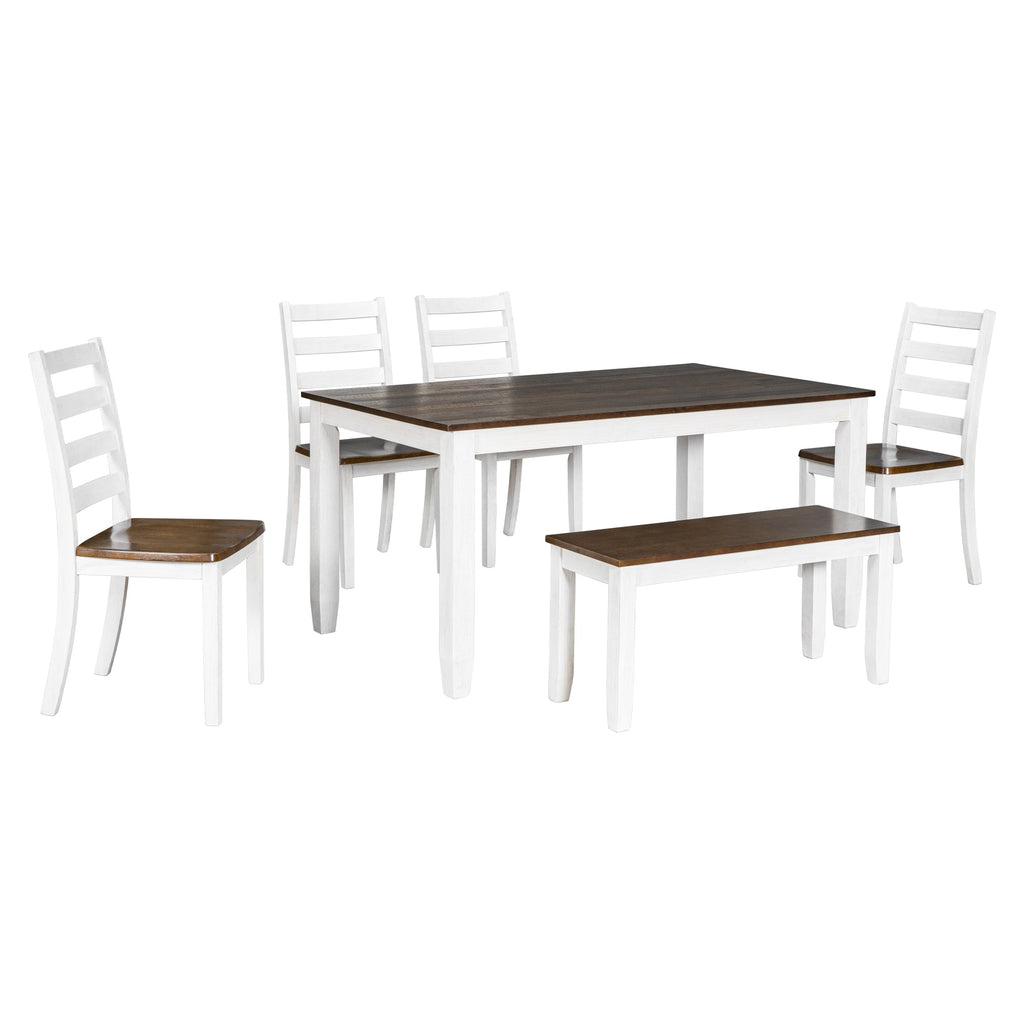 6 Piece Dining Table Set with 4 Ergonomic Designed Chairs and Bench - Pier 1
