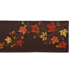 Falling Leaves Embroidered Table Runner 14x70
