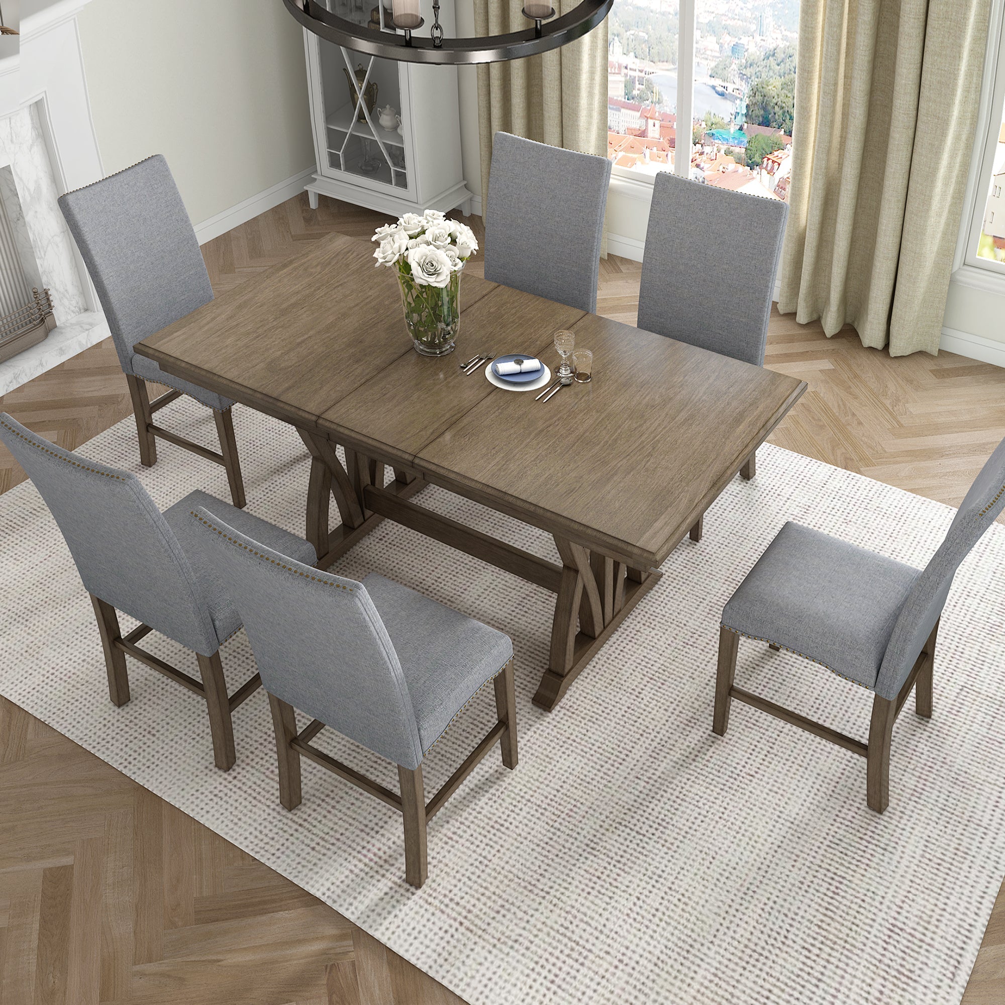 7 Piece Dining Table Set with 6 Upholstered Chairs - Pier 1