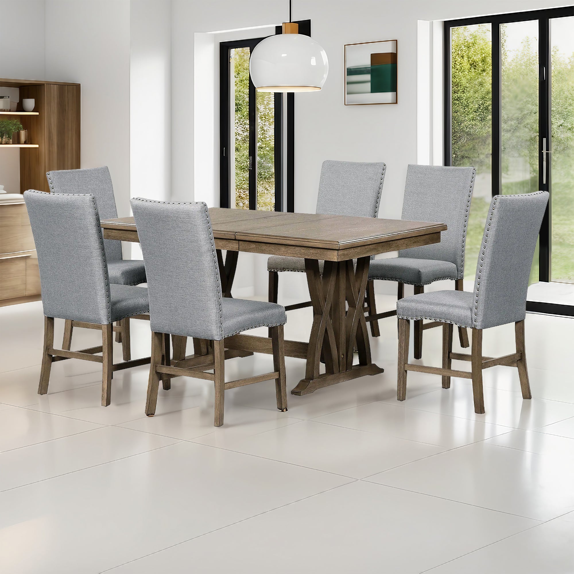 7 Piece Dining Table Set with 6 Upholstered Chairs - Pier 1