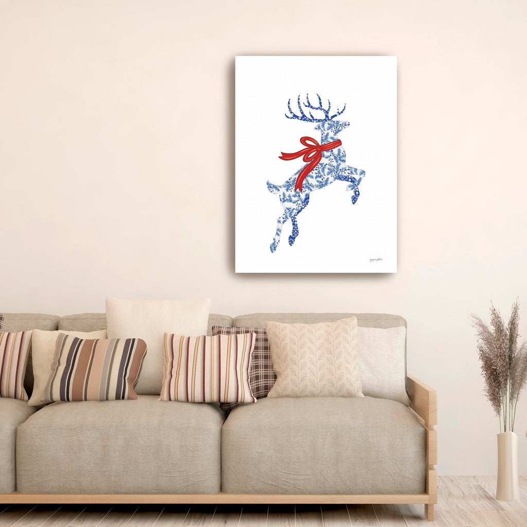Blue & White Reindeer Iii Canvas Giclee