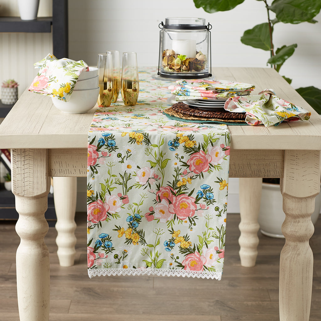 Spring Bouquet Print Table Runner 14x108
