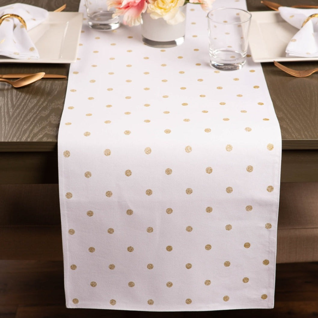 Metallic-White-&-Gold-Reversible-Polka-Dot-Table-Runner-13x72-Table-Runners