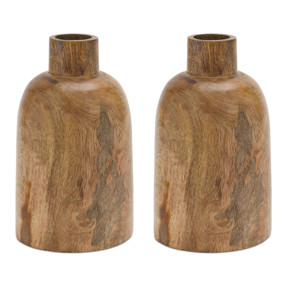 8.75" Mango Wood Bottle Vase, Set of 2 - Pier 1