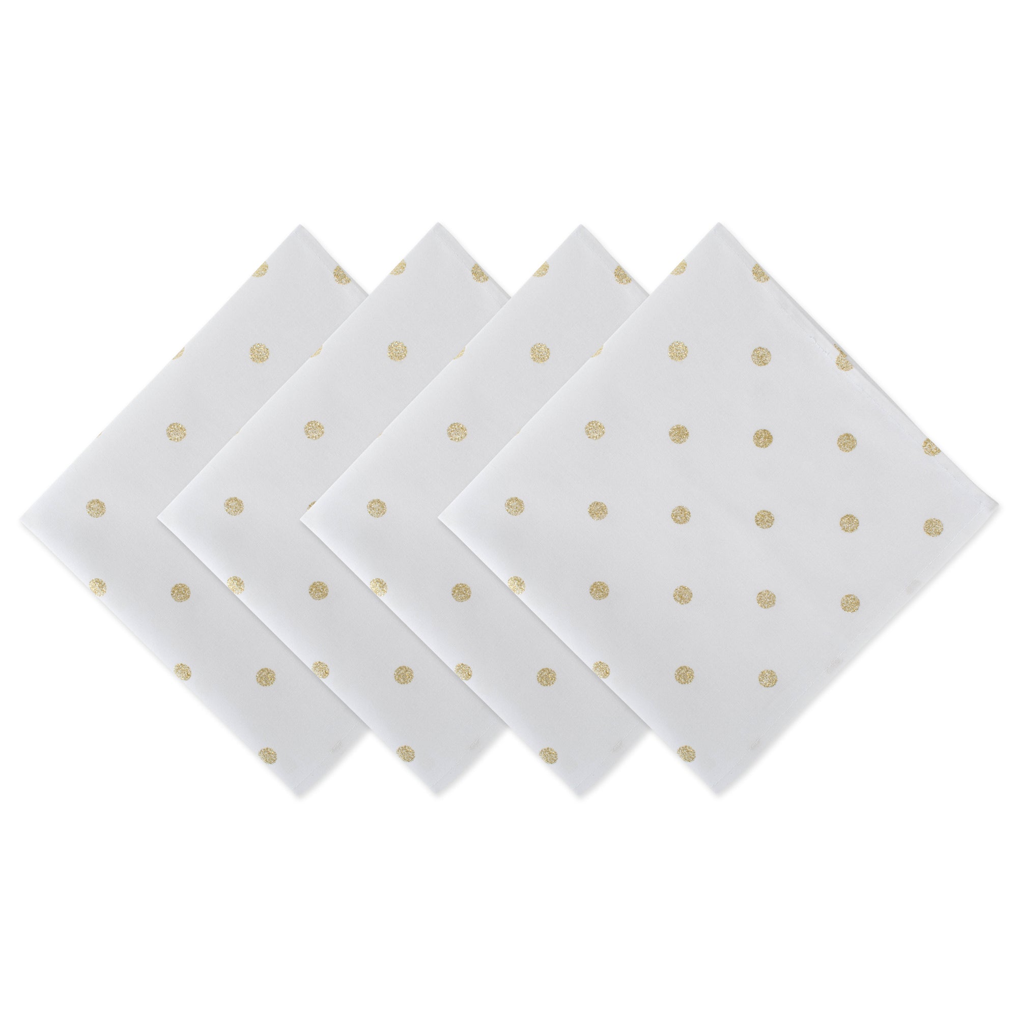 Metallic-White-&-Gold-Polka-Dot-Napkins,-Set-of-4-Napkins