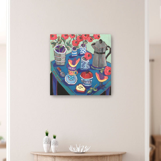 A Happy Blue Table Canvas Giclee - Pier 1