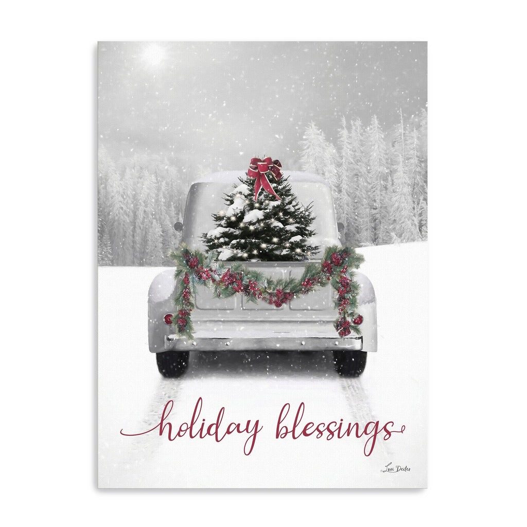 Holiday Blessings Vintage Truck Canvas Giclee