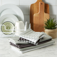 Gray Stripe Microfiber Dishtowel & Dishcloths, Set of 8 Dish Towels