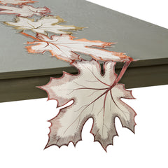 Maple Leaves Embroidered Table Runner 14x60