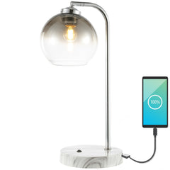 Ada Industrial Contemporary Iron/Glass LED Task Lamp with USB Charging Port - Pier 1