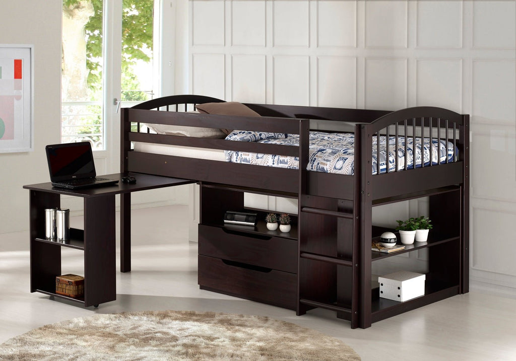 Addison Wood Junior Loft Bed with Storage Drawers, Bookshelf, and Desk - Pier 1