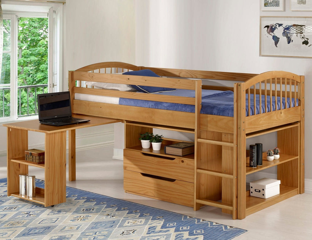 Addison Wood Junior Loft Bed with Storage Drawers, Bookshelf, and Desk - Pier 1