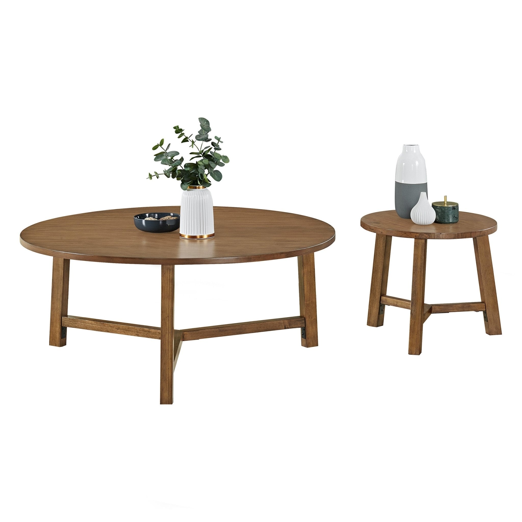 Alaterre 2-Piece Newbury 44in Coffee Table and 20in End Table Set, Pecan - Pier 1