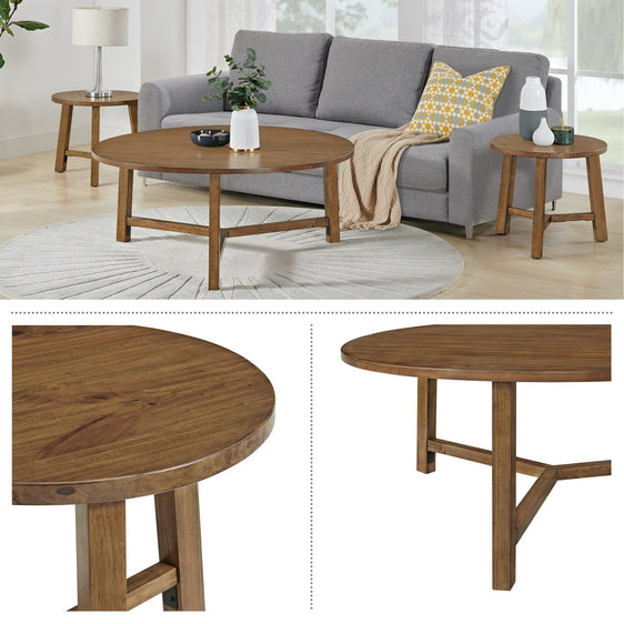 Alaterre 3-Piece Newbury 44in Coffee Table and 20in End Tables Set, Pecan - Pier 1