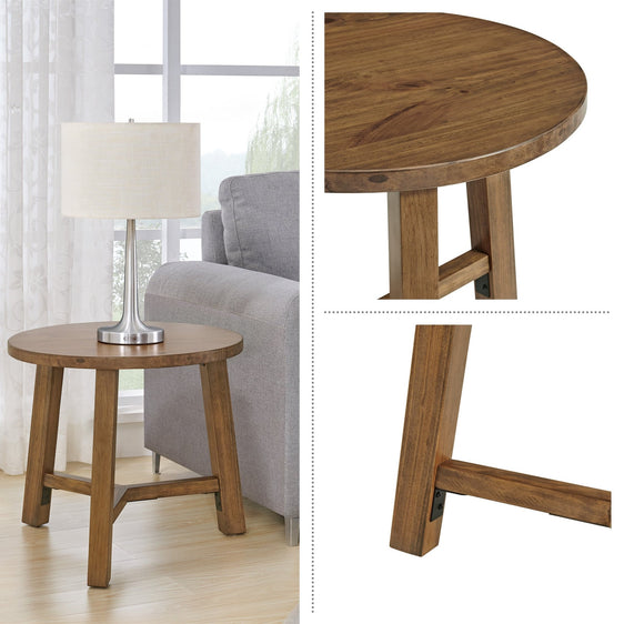 Alaterre Furniture Newbury 20in Round End Table or Nightstand, Pecan Finish - Pier 1