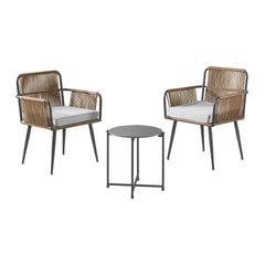 Alburgh All-Weather Outdoor Three Piece Conversation Set with Two Rope Chairs and Cocktail Table - Pier 1