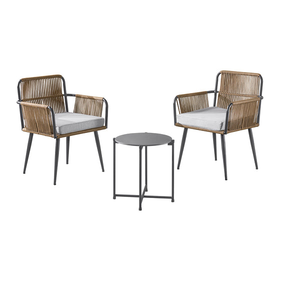 Alburgh All-Weather Outdoor Three Piece Conversation Set with Two Rope Chairs and Cocktail Table - Pier 1