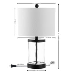 Alexander Modern Designer Iron/Water Glass LED Table Lamp with USB Charging Port - Pier 1