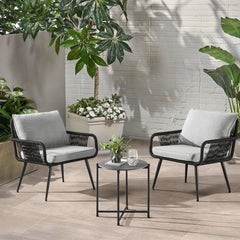 Andover All-Weather Outdoor Three Piece Conversation Set with Two Rope Chairs and Cocktail Table - Pier 1