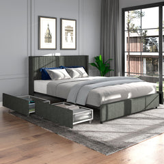 Anna Full Size Gray Velvet Upholstered Wingback Platform Bed - Pier 1