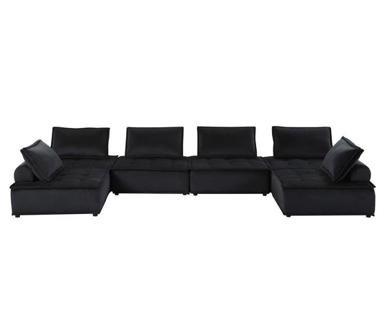 Anna Velvet Sectional Sofa 6 Seater U Shape Modular - Pier 1