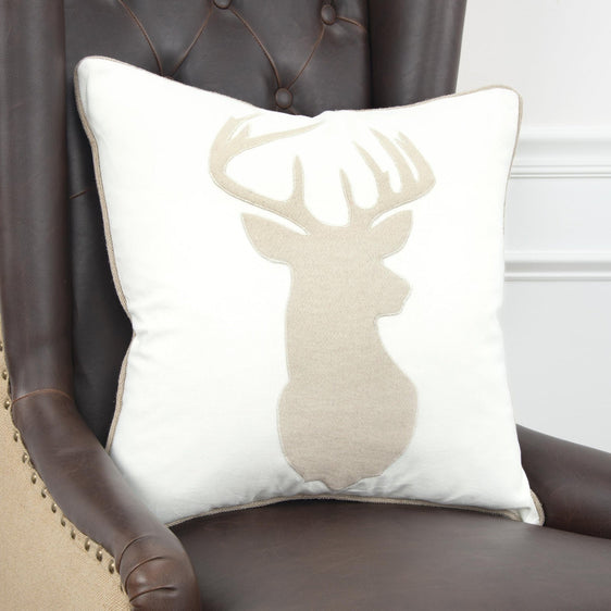 Appliqued Cotton Deer Head Pillow Cover - Pier 1