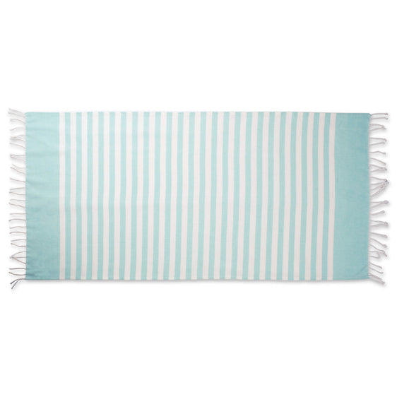 Aqua 1 Inch Stripe Fouta Towel - Pier 1