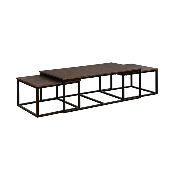 Arcadia Acacia Wood 54" Coffee Table with Nesting Tables, Antiqued Mocha - Pier 1