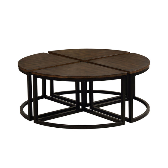 Arcadia-Antiqued-Mocha-Acacia-Wood-Set-of-4-Round-Wedge-Tables-Coffee-Tables