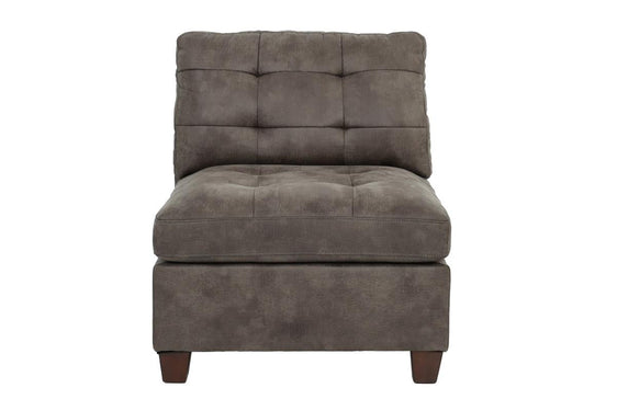 Armless Chair with Tufted Upholstered and Wooden Legs - Pier 1