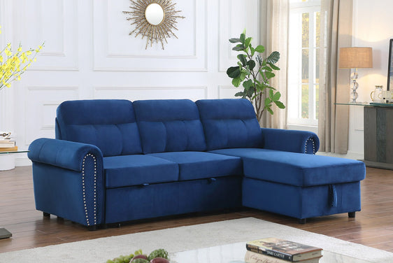 Ashton Velvet Sectional Sofa 3 Seater Reversible (Multiple Color Options) - Pier 1