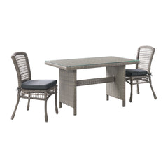 Asti All-Weather Wicker 3-Piece Outdoor Dining Set with 30"H Table with Glass Top and Two 37"H Dining Chairs - Pier 1