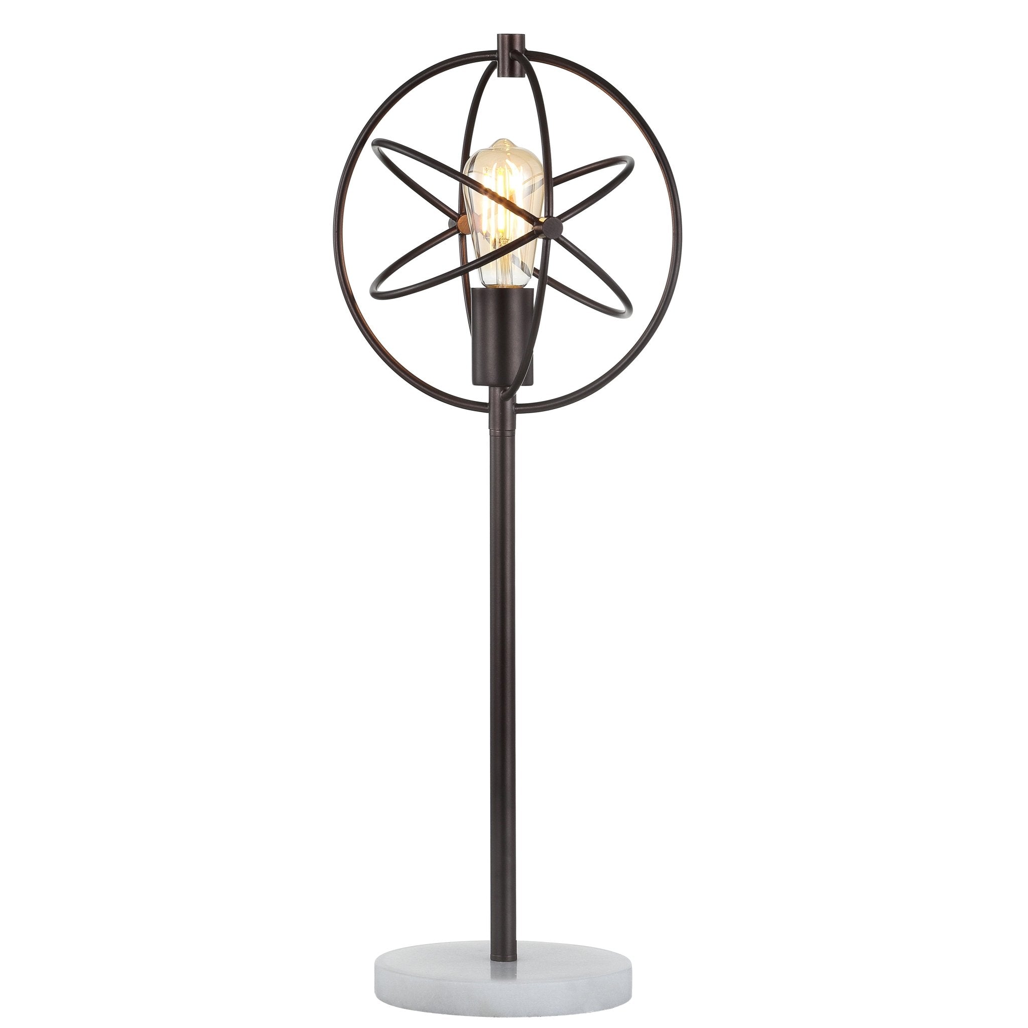 Atomic Caged Edison Bulb Metal/Marble Modern LED Table Lamp - Pier 1