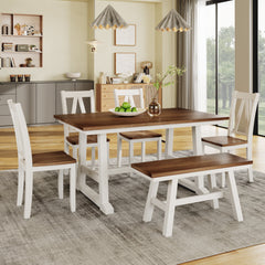 Aubrey 6 Piece Kitchen Table Set with Long Bench and 4 Dining Chairs - Pier 1
