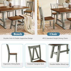 Aubrey 6 Piece Kitchen Table Set with Long Bench and 4 Dining Chairs - Pier 1
