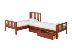 Aurora Corner L-Shaped Twin Wood Bed Set with Storage Drawers - Pier 1