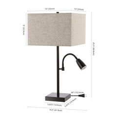 Austin Light Farmhouse Industrial Iron LED Table Lamp with USB Charging Port and Adjustable Reading Light - Pier 1