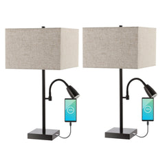 Austin Light Farmhouse Industrial Iron LED Table Lamp with USB Charging Port and Adjustable Reading Light - Pier 1