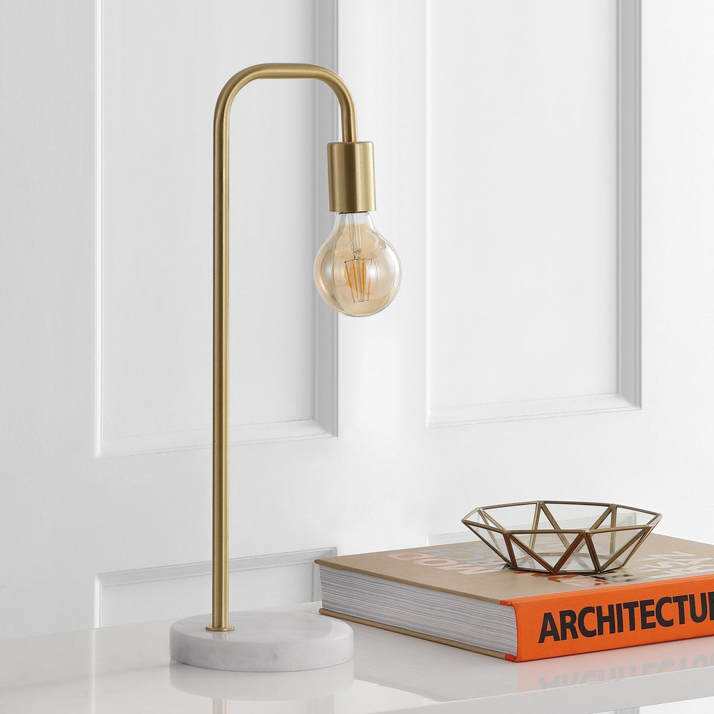 Axel Minimalist Glam Gold Pipe Metal/Marble LED Table Lamp - Pier 1