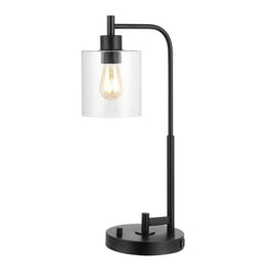 Axel Modern Iron/Seeded Glass Farmhouse Industrial USB Charging LED Task Lamp - Pier 1